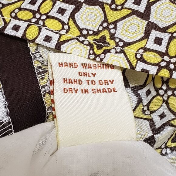 Aryeh Brown Yellow Floral Belted Summer Dress Sz L NWT - Picture 14 of 15